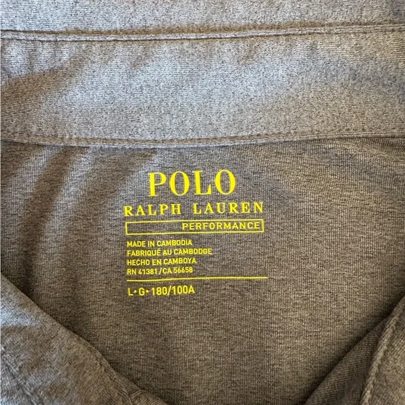 Polo Ralph Lauren Polo Shirt Mens L Charcoal Gray Performance Golf Stretch Shirt - Picture 4 of 4